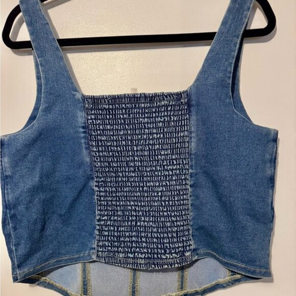 Maurices Denim Crop Top with Square Neck Sleeveless Bustier Style -Size XXL -NWT - Picture 2 of 4